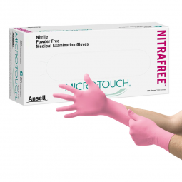 Micro-Touch NitraFree Ansell 6034512-Micro-Touch NitraFree Nitrile Exam Glove, Medium, Pink, Exam Gl