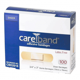Careband ASO CBD2018-012-000-Careband Sheer Adhesive Strip, 3/4 x 3 Inch, Adhesive Bandages (CS)