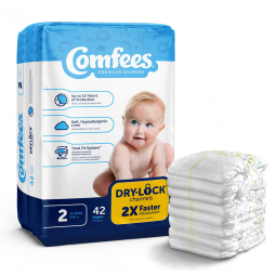 Comfees Attends Healthcare 41538-Attends Comfees Premium Baby Diapers, Unisex, Tab Closure, Size 2, 