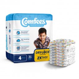 Comfees Attends Healthcare CMF-4-Comfees Premium Diapers, Unisex, Baby, Tab Closure, Size 4, Baby Di