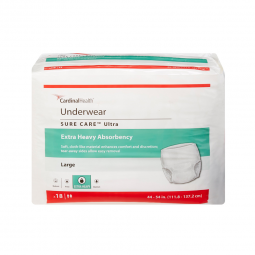 Sure Care Ultra Cardinal 1445-Sure Care Ultra Extra Heavy Absorbent Underwear, Large, Briefs & Diape