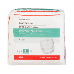 Sure Care Ultra Cardinal 1455-Sure Care Ultra Extra Heavy Absorbent Underwear, Extra Large, Briefs &