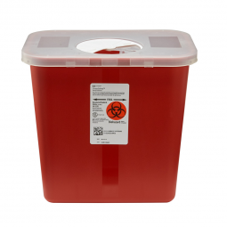 SharpSafety Cardinal 8970-SharpSafety Multi-purpose Sharps Container, 2 Gallon, 10 x 7 x 10 Inch, 