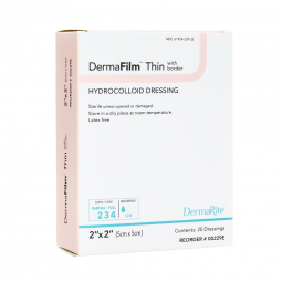 DermaFilm DermaRite Industries 00229E-DermaFilm Hydrocolloid Dressing, 2 x 2 Inch, Hydrocolloids (BX