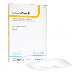 DermaView II DermaRite Industries 00254E-DermaView II Transparent Film Dressing with Border, 6 x 8-