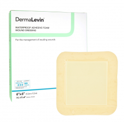 DermaLevin DermaRite Industries 00285E-DermaLevin Adhesive with Border Foam Dressing, 6 x 6 Inch, Fo