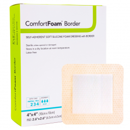 ComfortFoam Border DermaRite Industries 00317E-ComfortFoam Border Silicone Foam Dressing, 4 x 4 Inch