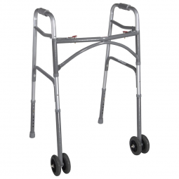 drive Drive Medical 10220-1WW-McKesson Bariatric Folding Walker with Wheels, Height Adjustable from 