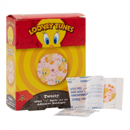 Looney Tunes Dukal 1074737-Looney Tunes Stat Strip Adhesive Spot Bandage, 7/8-Inch Round, Adhesive B