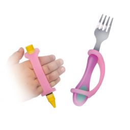 EaZyHold 107 Adaptive Grip Aid, Pink 2 Pack (extra-small w/ medium holes)