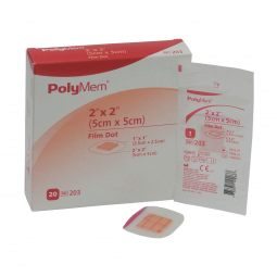 PolyMem Ferris Manufacturing 203-PolyMem Adhesive with Border Foam Dressing, 2 x 2 Inch, Adhesive Ba