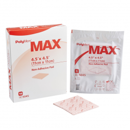 PolyMem Max Ferris Manufacturing 5045-PolyMem Max Nonadhesive without Border Foam Dressing, 4 x 4 