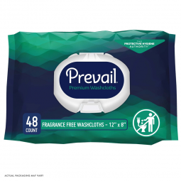 Prevail First Quality WW-810-Prevail Adult Washcloths, Soft Pack, Aloe, Vitamin E, 12" x 8", Perinea