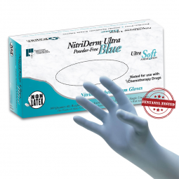 NitriDerm Ultra Blue Innovative Healthcare 157100-NitriDerm Ultra Blue Exam Glove, Small, Light Blue