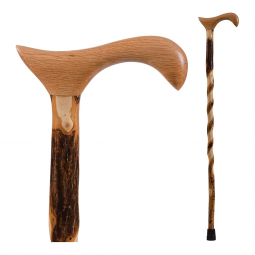 Brazos Twisted Mabis Healthcare 502-3000-0087-Brazos Twisted Hickory Derby Rustic Walking Cane, 34-I