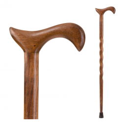 Brazos Twisted Mabis Healthcare 502-3000-0093-Brazos Twisted Walnut Derby Handcrafted Walking Cane, 