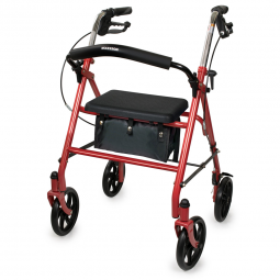 McKesson 146-10257RD-1-McKesson Folding Steel Four-Wheel Rollator, 12-Inch Seat Width, Red, Rollator