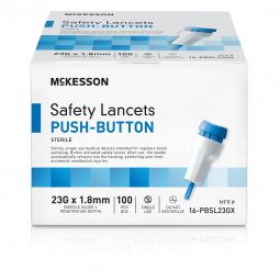 McKesson 16-PBSL23GX-McKesson Push Button Safety Lancet, 23G x 1.8mm, Lancets & Lancing Devices (CS)