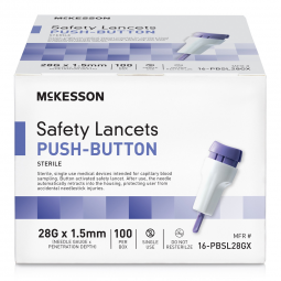 McKesson 16-PBSL28GX-McKesson Push Button Safety Lancet, 28 Gauge, Lancets & Lancing Devices (CS)