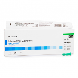 McKesson 16-U1014-Urethral Catheter McKesson Straight Tip Uncoated PVC 14 Fr. 10 Inch, Intermittent 