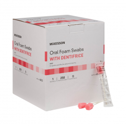 McKesson 4833-McKesson Oral Swabstick Foam Tip Dentifrice, 5 Inch, Mint, Pink, Oral Care Swabs (CS)