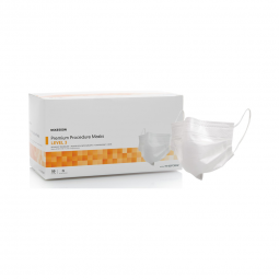McKesson 73-GCFCXSSF-McKesson Procedure Mask, Pleated with Earloops, One Size Fits Most, White, Non-