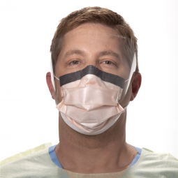 FluidShield O&M Halyard 47147-FluidShield Procedure Mask with Eye Shield Anti-fog Orange, NonSterile