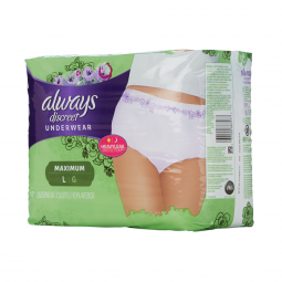 Always Discreet Procter & Gamble 10037000887574-Always Discreet Maximum Absorbent Underwear, Large, 