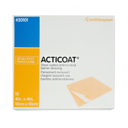 Acticoat Smith & Nephew 20101-Acticoat Burn Antimicrobial Barrier Dressing, 4 x 4 Inch, Antimicrobia
