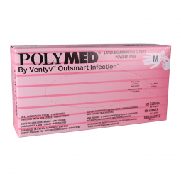 Polymed Ventyv PM103-Polymed Latex Exam Glove, Medium, Ivory, Exam Gloves (CS) - Polymed Latex Exam 